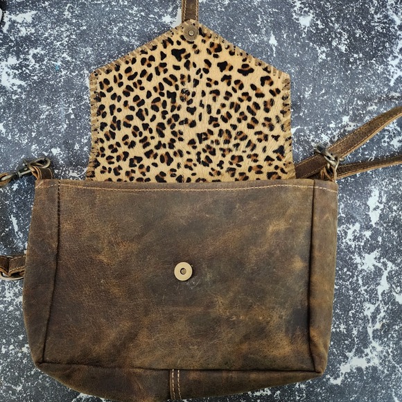 Myra Bag Crossbody Women's Purse Swish Leather and Hairon Bag Cheetah Print - Picture 8 of 12